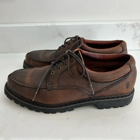 Frye Roswell Leather Lug Sole Brown Oxford Derby Shoes Men’s Size 8