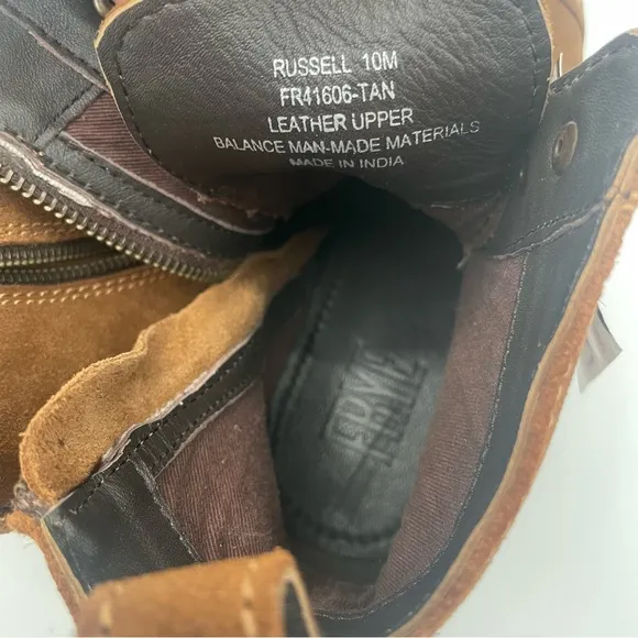 Frye Russell Combat Boots Tan Leather Zip Up FR41606 Mens Multiple Sizes