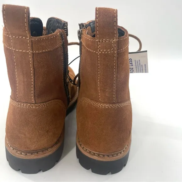 Frye Russell Combat Boots Tan Leather Zip Up FR41606 Mens Multiple Sizes