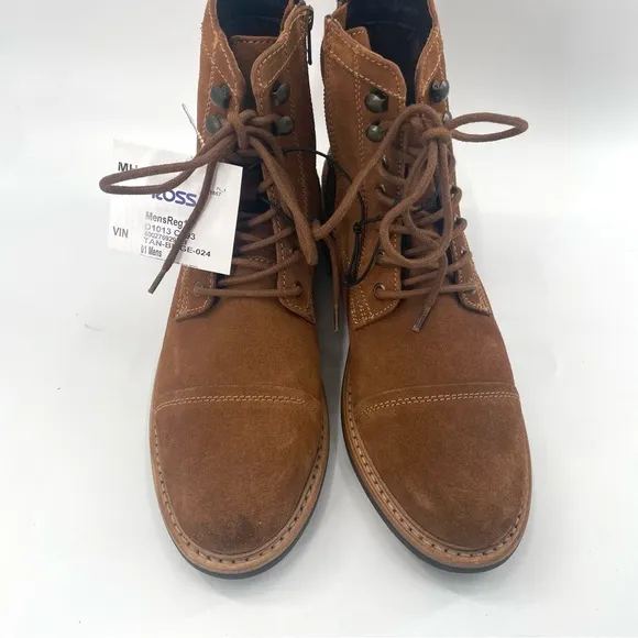 Frye Russell Combat Boots Tan Leather Zip Up FR41606 Mens Multiple Sizes