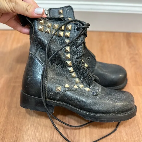 FRYE studded combat boots, black, sz 13 (little girls)
