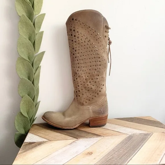 Frye Studded Deborah Lace Up Boots