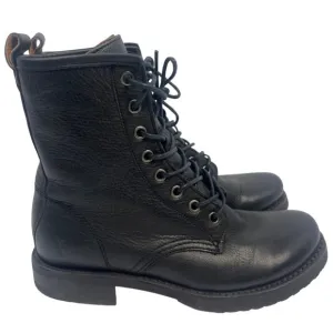 Frye Veronica Combat Black Leather Boot Womens Size 6.5 B (3476276)