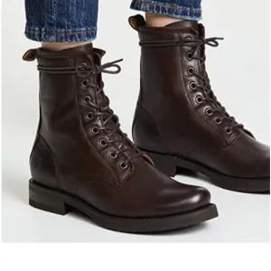 Frye Veronica Combat Leather Lace-Up Boots EUC