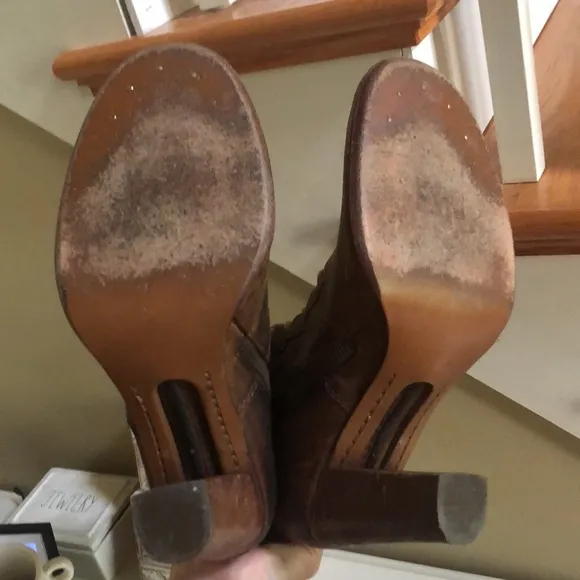 Frye villager lace up brown tall distressed boots size  7.5