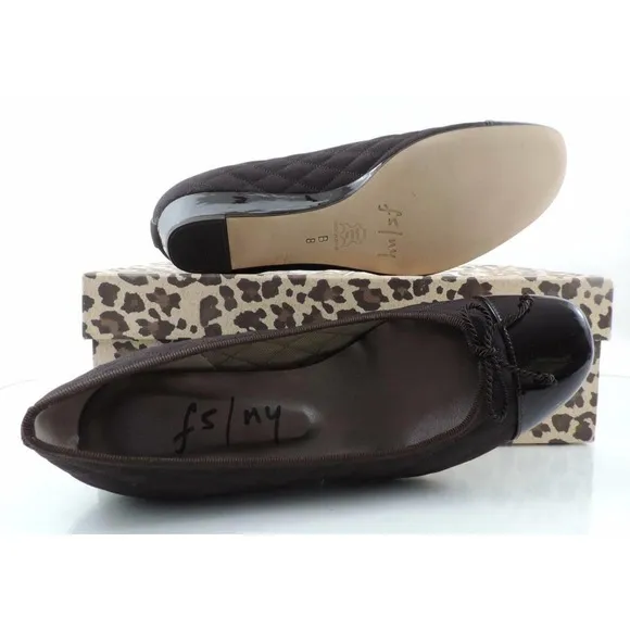 FS/NY French Sole New York Deluxe Wedge Pumps Brown Patent / Nylon Size 8
