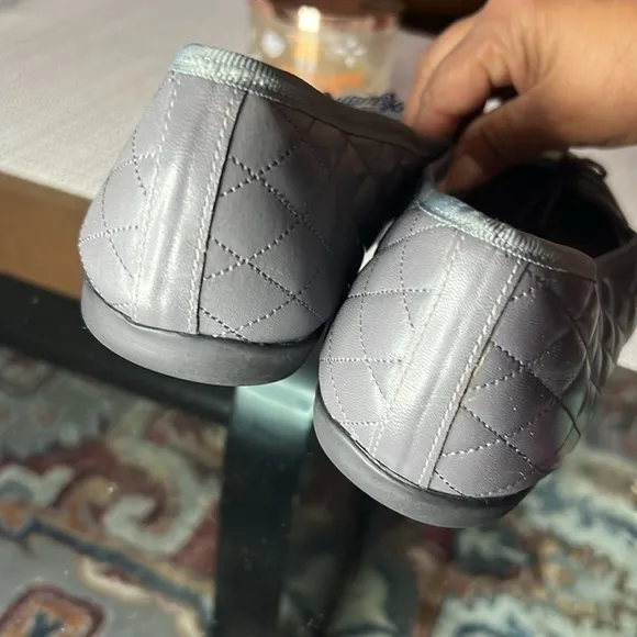 🩶💚FS/NY quilted leather ballet flats two colors , gray/green size10
