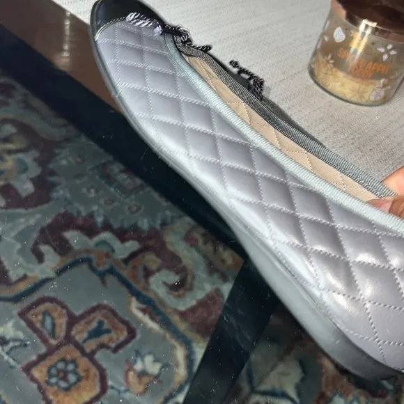 🩶💚FS/NY quilted leather ballet flats two colors , gray/green size10