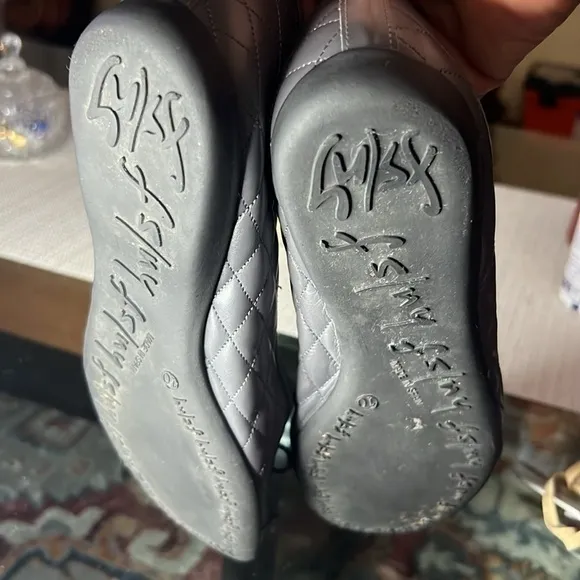 🩶💚FS/NY quilted leather ballet flats two colors , gray/green size10