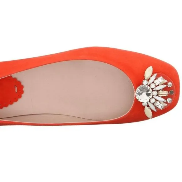 Furla Suede Leather Jevel Accent Flats