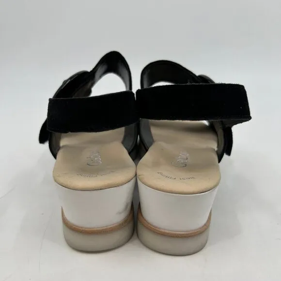 Gabor Black Suede Platform Wedge Sandals | Size 6.5