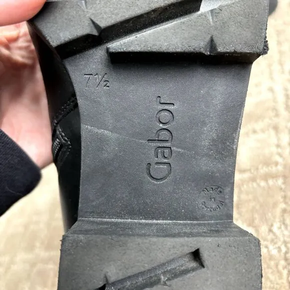 Gabor Women's Black Leather Zip-Up Combat Boots Size 7.5 Bootie