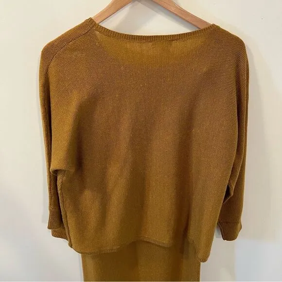 Garnet Hill Two-Piece Sweater Set in Mustard Yellow | Size S