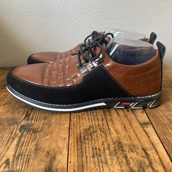 Gatsby Oxford Derby Brown/Black Leather Shoes Mens 9.5