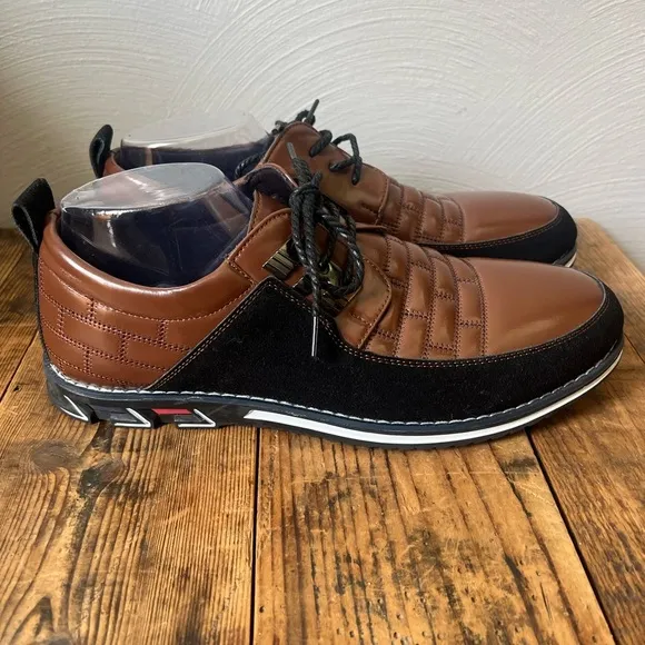Gatsby Oxford Derby Brown/Black Leather Shoes Mens 9.5