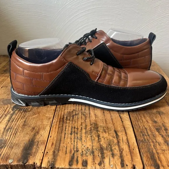 Gatsby Oxford Derby Brown/Black Leather Shoes Mens 9.5