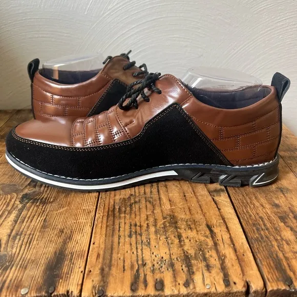 Gatsby Oxford Derby Brown/Black Leather Shoes Mens 9.5