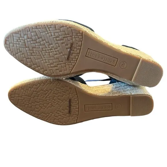 Gentle Souls Orya Navy Suede Espadrille Wedges Criss Cross Straps NEW 7