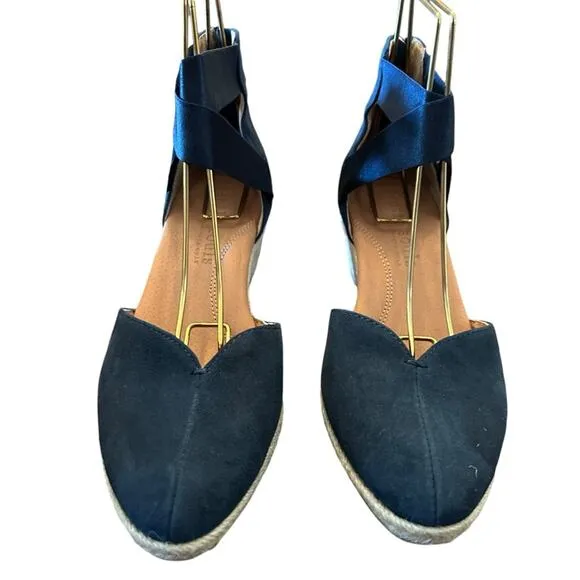 Gentle Souls Orya Navy Suede Espadrille Wedges Criss Cross Straps NEW 7
