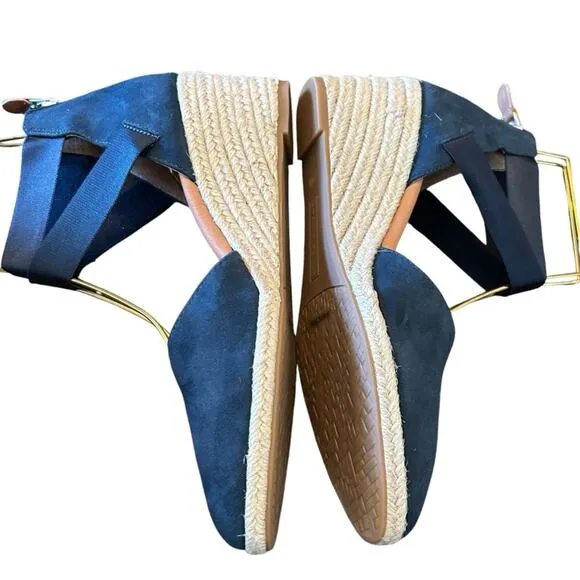 Gentle Souls Orya Navy Suede Espadrille Wedges Criss Cross Straps NEW 7