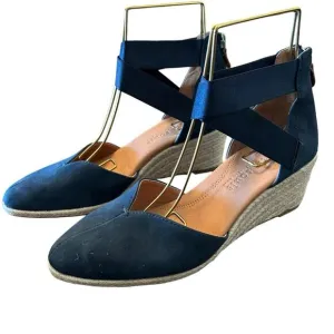 Gentle Souls Orya Navy Suede Espadrille Wedges Criss Cross Straps NEW 7