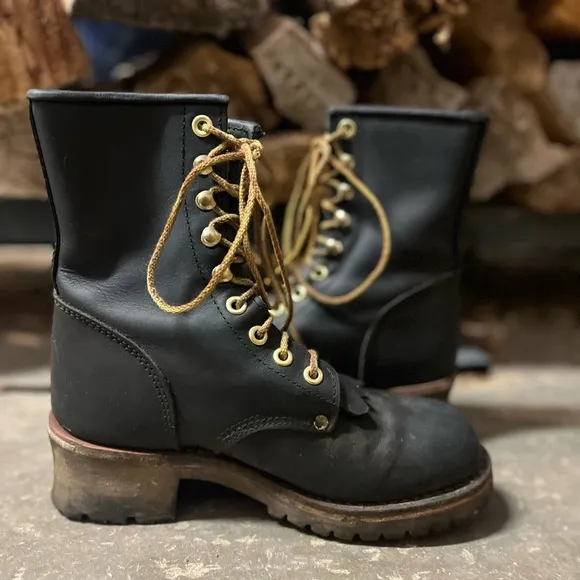 Georgia Boots black logger lace up work boots G3290 women’s size 8 wide. EUC