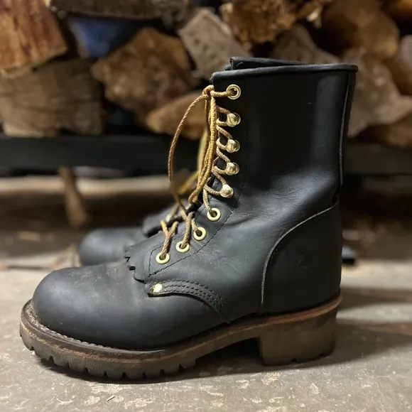 Georgia Boots black logger lace up work boots G3290 women’s size 8 wide. EUC