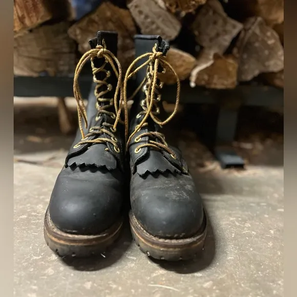 Georgia Boots black logger lace up work boots G3290 women’s size 8 wide. EUC