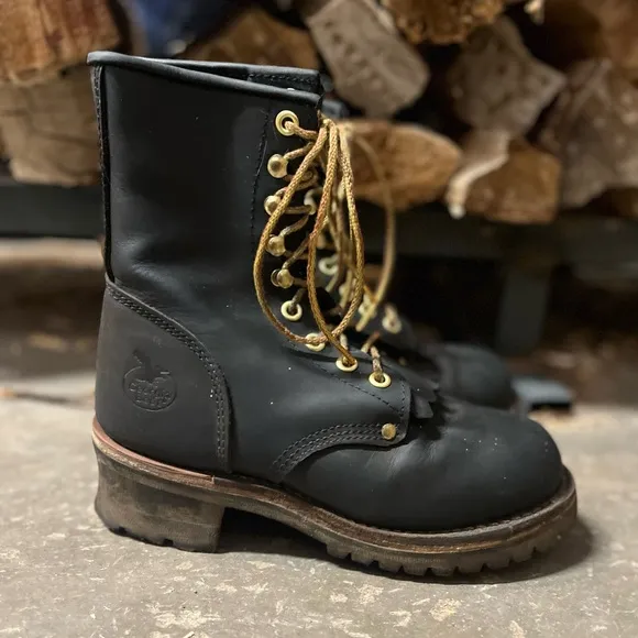 Georgia Boots black logger lace up work boots G3290 women’s size 8 wide. EUC