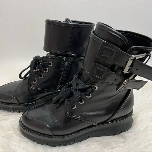 Geox Respira Porthya Leather Platform Combat Books -- EU 36.5 -- US 6
