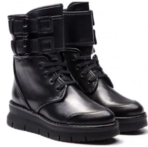 Geox Respira Porthya Leather Platform Combat Books -- EU 36.5 -- US 6