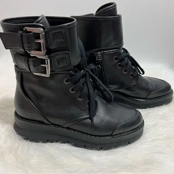 Geox Respira Porthya Leather Platform Combat Books -- EU 36.5 -- US 6