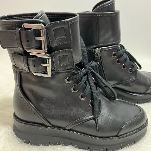 Geox Respira Porthya Leather Platform Combat Books -- EU 36.5 -- US 6