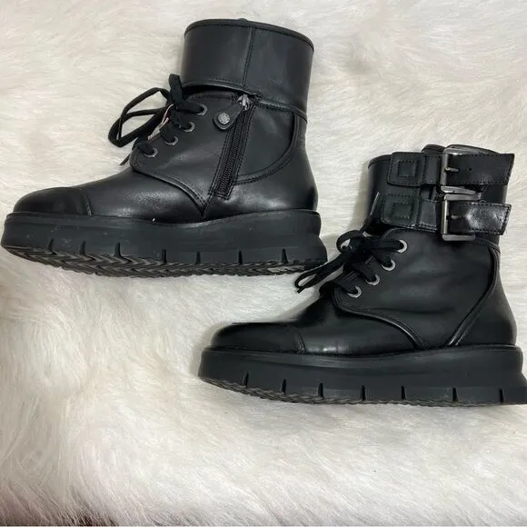 Geox Respira Porthya Leather Platform Combat Books -- EU 36.5 -- US 6