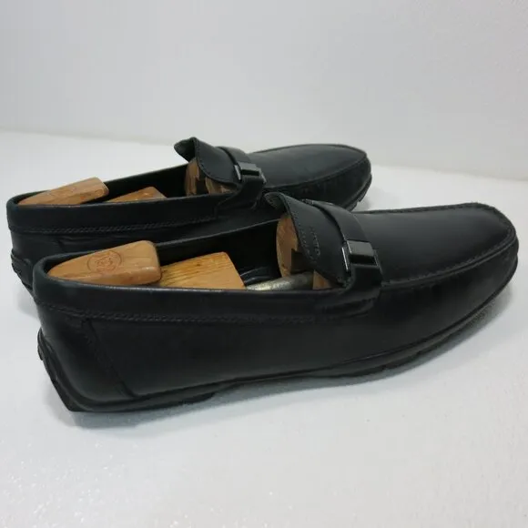 Geox Respira Strap Buckle Leather Casual Dress Driver Moccasins Shoes Sz 45