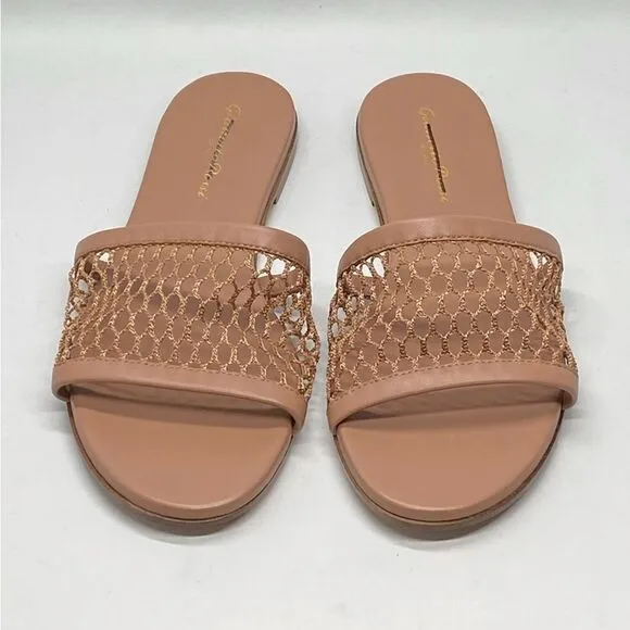 Gianvito Rossi Jamaica Mesh &amp; Leather Slides size 38