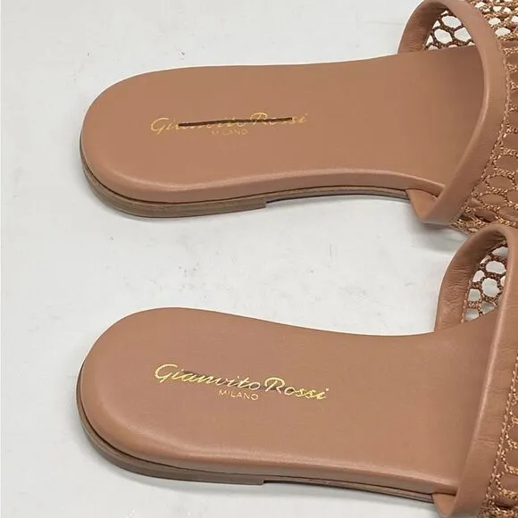 Gianvito Rossi Jamaica Mesh &amp; Leather Slides size 38