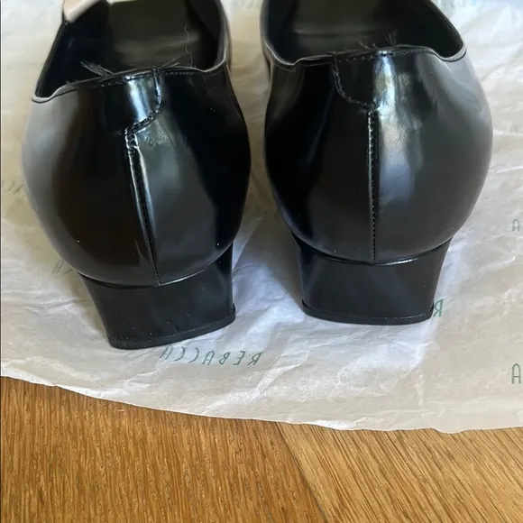 Giorgio Armani Black and Cream low Wedges with Peep-Toe