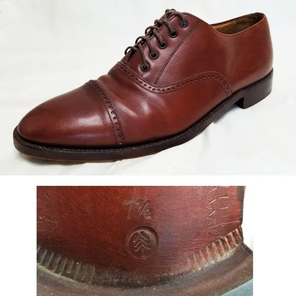 Giorgio Armani Mens Vintage Brown Leather Brogue  Cap Toe Derby Shoes Oxford 7.5
