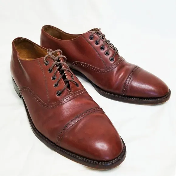 Giorgio Armani Mens Vintage Brown Leather Brogue  Cap Toe Derby Shoes Oxford 7.5