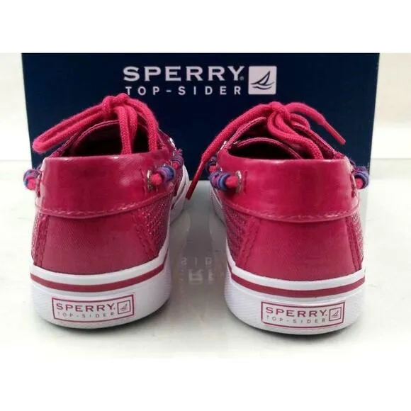 Girls Sperry Top Sider Bahama Lace Up Boat Shoes Hot pink Sequins Size 1.5 M