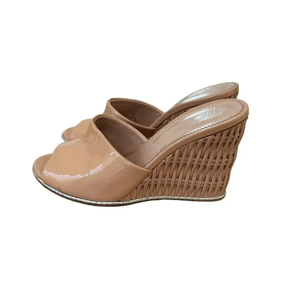 Giuseppe Zanotti Nude Pink Wicker Backless Wedge‎ Size 36.5