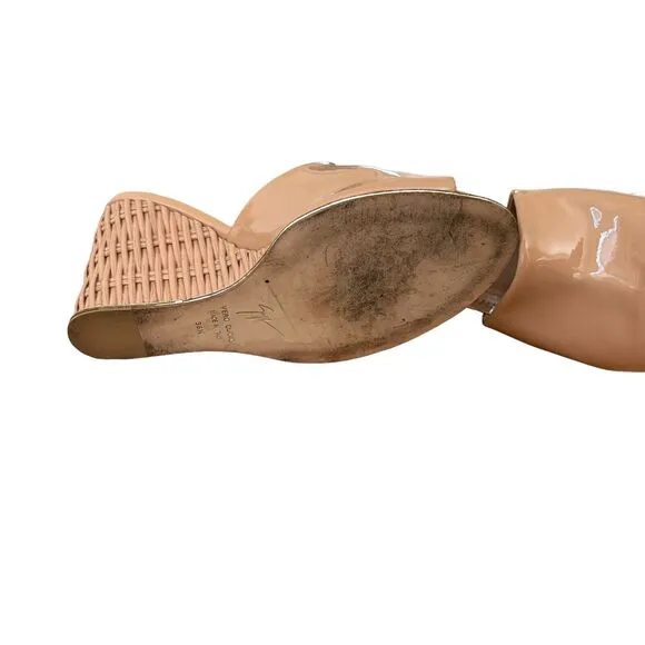 Giuseppe Zanotti Nude Pink Wicker Backless Wedge‎ Size 36.5