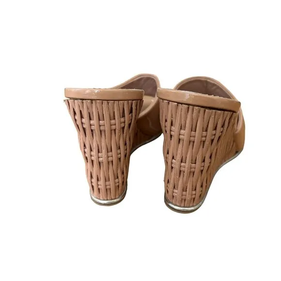 Giuseppe Zanotti Nude Pink Wicker Backless Wedge‎ Size 36.5