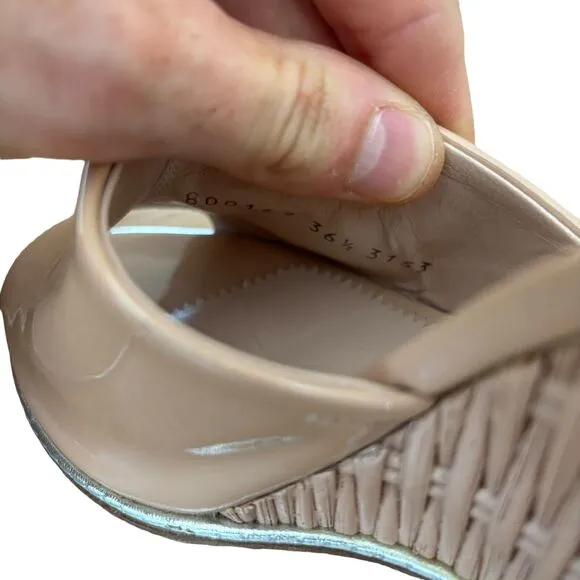 Giuseppe Zanotti Nude Pink Wicker Backless Wedge‎ Size 36.5