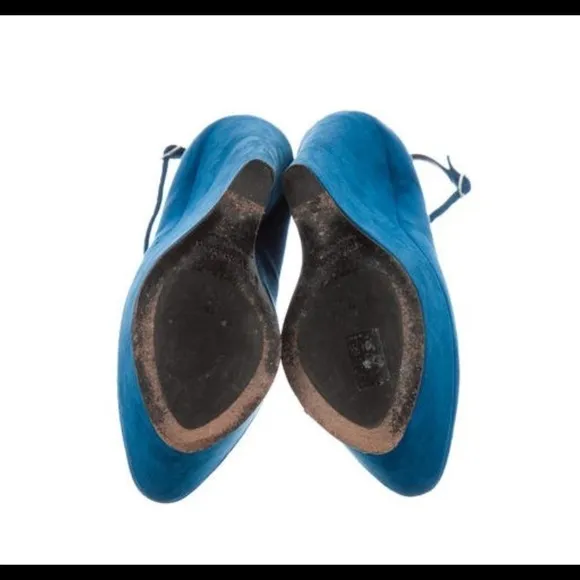 Giuseppe Zanotti teal suede platform wedge