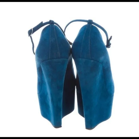 Giuseppe Zanotti teal suede platform wedge