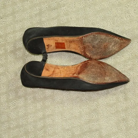 Givenchy BLACK GENUINE LEATHER SUEDE HIGH HEEL POINTED CLASSIC PUMP SHOES Sz 37