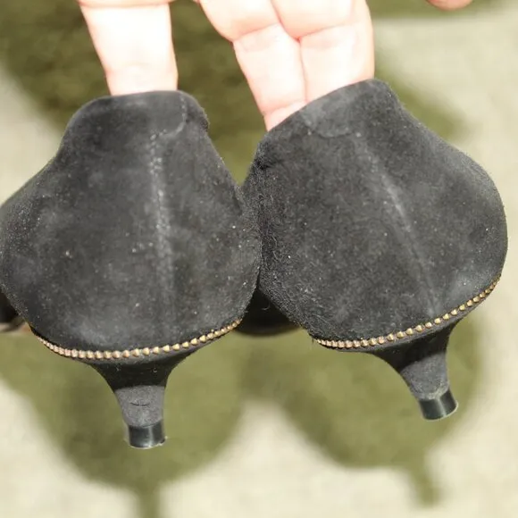 Givenchy BLACK GENUINE LEATHER SUEDE HIGH HEEL POINTED CLASSIC PUMP SHOES Sz 37