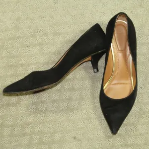 Givenchy BLACK GENUINE LEATHER SUEDE HIGH HEEL POINTED CLASSIC PUMP SHOES Sz 37